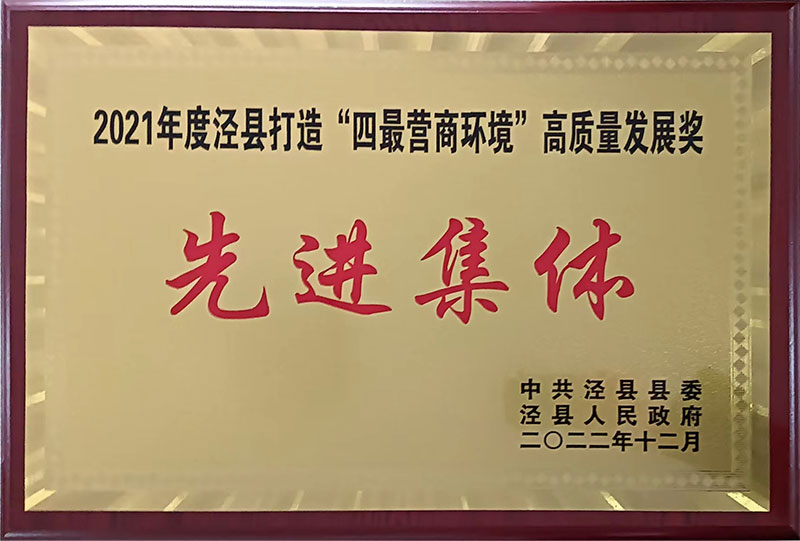 2021年度涇縣打造四蕞營商環(huán)境高質(zhì)量發(fā)展獎(jiǎng)先進(jìn)集體